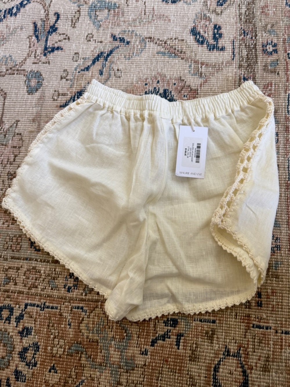 Maurie + Eve Ivory Scalloped High-Waist Linen Shorts - Picture 4 of 4